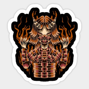 Artwork Illustration Demon With Fireproof Vest Sticker